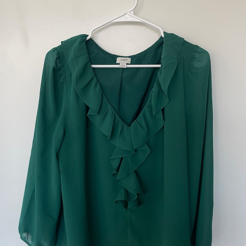J. Crew Green Blouse - Picture 2 of 3